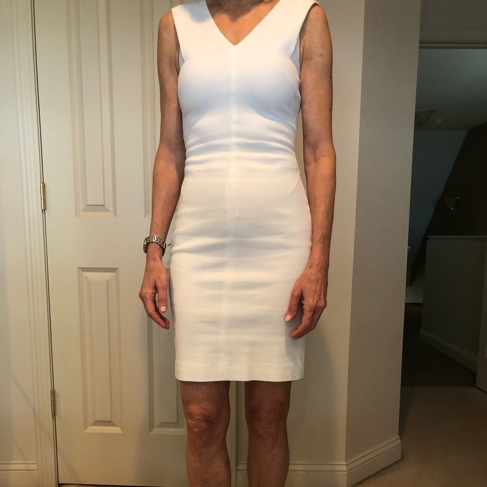 White Reiss sleeveless sheath dress